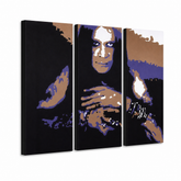 Kézzel festett POP Art festmény Ozzy Osbourne 3 darab Ozz – 3D látvány a kézzel festett vászonról fehér háttéren. Domináns színek: fekete, lila, barna, fehér, kék.