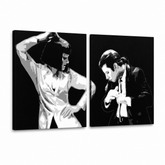 Kézzel festett POP Art festmény Pulp Fiction 2 darab pulp3 – 3D látvány a kézzel festett vászonról fehér háttéren. Domináns színek: fekete, fehér, szürke.