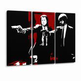Kézzel festett POP Art festmény Pulp Fiction 3 darab pulp5 – 3D látvány a kézzel festett vászonról fehér háttéren. Domináns színek: fekete, piros, fehér.