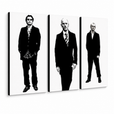 Kézzel festett POP Art festmény REM 3 db rem – 3D látvány a kézzel festett vászonról fehér háttéren. Domináns színek: fekete, fehér, szürke.