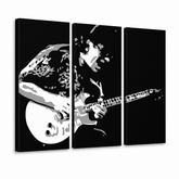 Kézzel festett POP Art festmény Santana 3 db san – 3D látvány a kézzel festett vászonról fehér háttéren. Domináns színek: fekete, fehér, szürke.