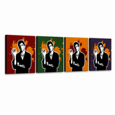 Kézzel festett POP Art festmény Sebhelyesarcú - AL PACINO 4 db 200x50cm al37 – 3D látvány a kézzel festett vászonról fehér háttéren. Domináns színek: fekete, narancssárga, piros, zöld, lila.