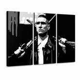 Kézzel festett POP Art festmény Stock Lock 3 Piece Sto – 3D látvány a kézzel festett vászonról fehér háttéren. Domináns színek: fekete, fehér, szürke.