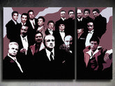 Pop art vászonkép motívummal: The MAFIA Family, autó fehér-fekete árnyalatokban, drámai hangulat, család és erő és hatalom, alkalmas a nappali számára – fő