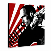 Kézzel festett POP Art festmény THE TRANSPORTER - Courier 1 rész kur2 – 3D látvány a kézzel festett vászonról fehér háttéren. Domináns színek: piros, fekete, fehér.