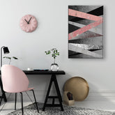 Pop art vászonkép motívummal: Restricted Elegance lila-kék árnyalatokban felakasztva az enteriőrben nappali számára, kifinomult hangulat, minimalizmus – enteriőr