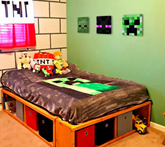 Modern vászonkép zöld-fekete árnyalatokban, játékos hangulat, kaland | Minecraft kép - Najlepšie postavičky na vásznon - Creeper, Enderman, Zombie – termék