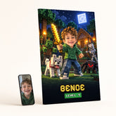 Minecraft kép fotóról egy fiúról névvel és szinttel vásznon