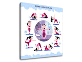 Modern vászonkép motívummal: Home exercise plan, motivációs idézet, sport motívum fehér-kék árnyalatokban, energikus hangulat, alkalmas a dolgozószoba számára – termék