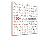 Modern vászonkép motívummal: 100 Yoga asanas, motivációs idézet fehér-szürke árnyalatokban, belső béke | Motivációs fali kép 100 Yoga asanas – termék