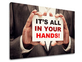 Art deco vászonkép motívummal: Its all in your hands, motivációs idézet fehér-piros árnyalatokban, alkalmas a iroda számára | Motivációs fali kép Its all in your hands_001 – termék