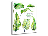 Modern vászonkép motívummal: természet fehér-zöld árnyalatokban, friss hangulat, természet és trópusi paradicsom, alkalmas a nappali számára | Fali kép s textom Palm tropical leaves – termék