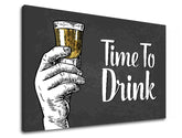 Vintage vászonkép motívummal: gyermek motívum fehér-arany árnyalatokban | Fali kép s textom Time to drink, fali dekoráció – termék
