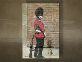 Klasszikus vászonkép motívummal: Street ART – Banksy, táj, tenger és tengerpart lila-kék árnyalatokban, melankolikus hangulat, többrészes kivitel – fő
