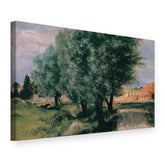 Vászonkép Építkezés fűzfákkal – Adolph Menzel, 3D nézet