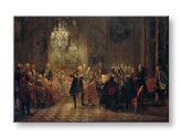 Modern vászonkép barna-fekete árnyalatokban, elegáns hangulat | Vászonkép Adolph Menzel - Frederick Velký hrá na flaute v Sanssouci – termék