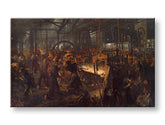 Modern vászonkép motívummal: Adolph Menzel - Valcovňa železa fekete-sárga árnyalatokban | Vászonkép Adolph Menzel - Valcovňa železa – termék
