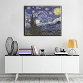 Vintage vászonkép motívummal: Vincent van Gogh - Hviezdna noc, éjszakai égbolt, csillagok, térkép, természet fehér-kék árnyalatokban, alkalmas a dolgozószoba számára – fő