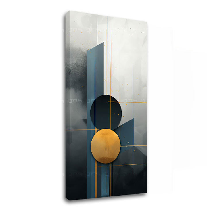 Életút geometrikus vászonkép egy modern dolgozószobában, az Art Deco Báj képpár elemeként.