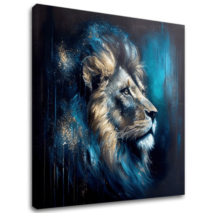 Wild Kingdom szett – Az oroszlán ereje és kecsessége, 3D vászon gallery-wrap, kézzel festett akril részletekkel