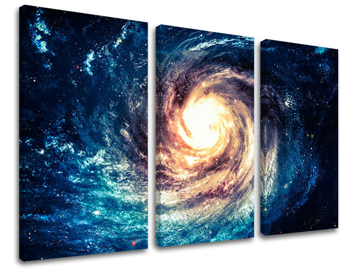 Klasszikus vászonkép motívummal: galaxis, csillagok, térkép, világűr kék-arany árnyalatokban, fenséges hangulat, alkalmas a nappali számára | Fali kép VILÁGŰR – fő