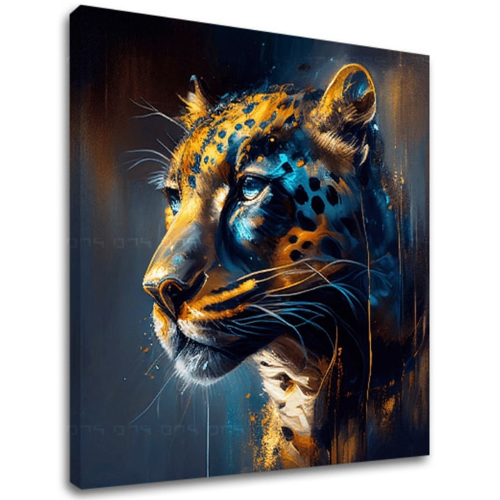 Safari Gold – A Jaguár kecsessége, 3D gallery-wrap vászonkép, kézzel festett akril részletekkel