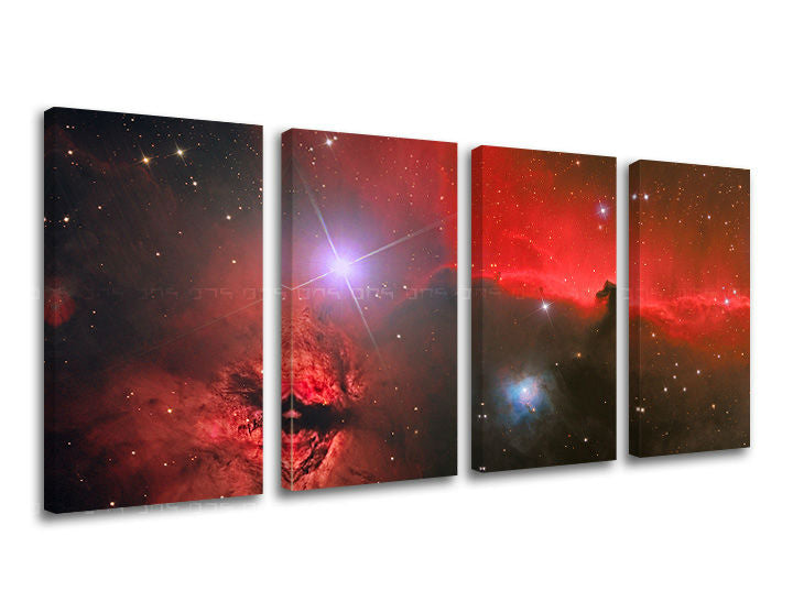 Modern vászonkép motívummal: csillagok, galaxis, világűr fehér-kék árnyalatokban, fenséges hangulat, többrészes kivitel, alkalmas a dolgozószoba számára – fő