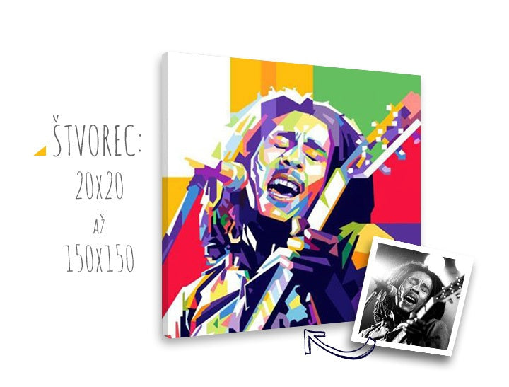 Pop art vászonkép motívummal: gitár, mikrofon, emberek fehér-lila árnyalatokban, energikus hangulat, rock and roll, alkalmas a nappali számára – fő
