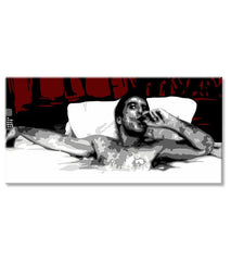 Pop art vászonkép motívummal: Tony Montana s cigarou v bazéne fehér-piros árnyalatokban, magány | Legnagyobb mafiáni na vásznon Scarface - Tony Montana s cigarou v bazéne – termék, nézet 3