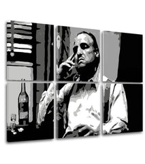 Pop art vászonkép motívummal: The Godfather - Vito Corleone s üveggel škótskej, szivar, üveg fehér-fekete árnyalatokban, melankolikus hangulat – termék, nézet 2
