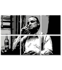 Pop art vászonkép motívummal: The Godfather - Vito Corleone s üveggel škótskej, szivar, üveg fehér-fekete árnyalatokban, melankolikus hangulat – termék, nézet 3