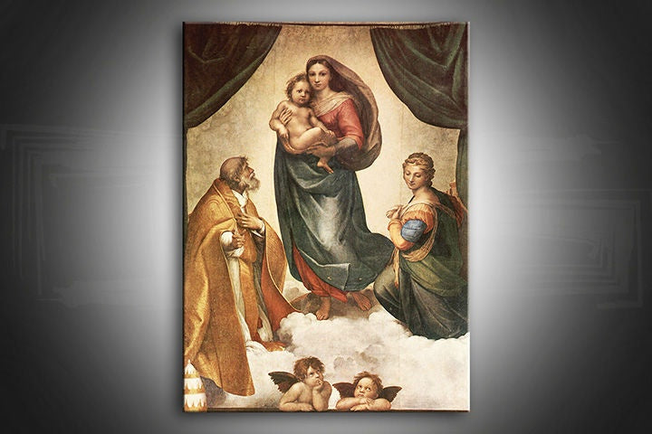 Reneszánsz kép motívummal: Sixtínská Madona – Raffaello Santi, klasické dielo, náboženské umenie | Vászonkép Sixtínská Madona – Raffaello Santi – előnézet