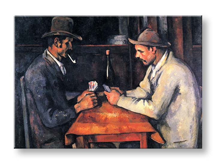 Vintage vászonkép motívummal: Paul Cézanne - Hráči kariet, gyermek motívum bézs-barna árnyalatokban, kontemplatív hangulat, alkalmas a dolgozószoba számára – termék, nézet 2