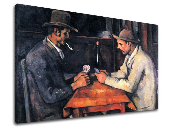 Vintage vászonkép motívummal: Paul Cézanne - Hráči kariet, gyermek motívum bézs-barna árnyalatokban, kontemplatív hangulat, alkalmas a dolgozószoba számára – termék