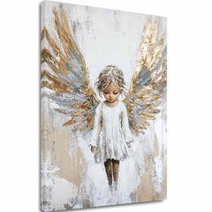 angyalok festménye vásznon – 3D canvas megjelenítés látható fa kerettel, Papilora Premium Art.