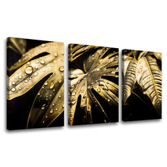 Arany nyomással vászonkép motívummal: Dance of the Gold Leaves, természet arany-fekete árnyalatokban, luxus hangulat, természet és luxus hatás – fő