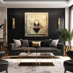 Arany nyomással vászonkép motívummal: Symmetry in Gold ezüst-arany árnyalatokban, kontemplatív hangulat, minimalizmus, alkalmas a nappali számára – termék