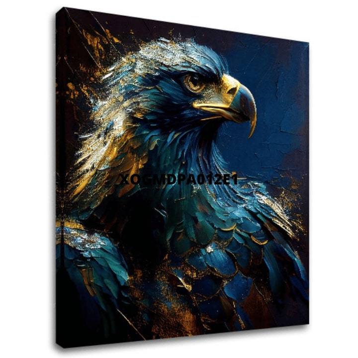 Art deco vászonkép motívummal: PREMIUM ART - Wilderness's Fearless Hunter, orol kék-arany árnyalatokban, fenséges hangulat, alkalmas a iroda számára – fő