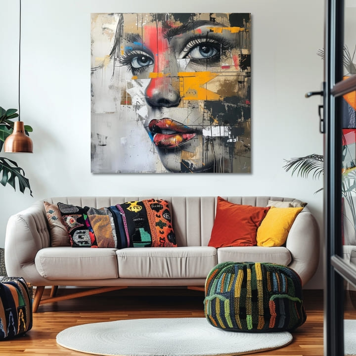 Boho stílusú vászonkép motívummal: természet, emberek kék-arany árnyalatokban, intenzív hangulat, alkalmas a iroda számára | Elegáns kép nő Návšteva z budúcnosti – termék