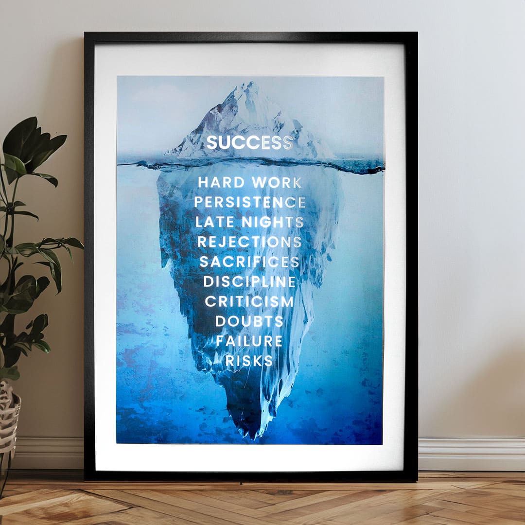 Modern vászonkép ezüst árnyalatokban | Fali poszter s EXTRA efektom - Iceberg of Success, fali dekoráció – termék