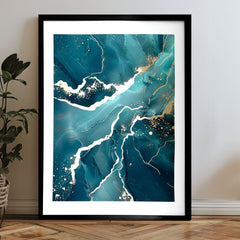 Modern vászonkép türkiz-arany árnyalatokban, elegáns hangulat, természet és luxus hatás | Fali poszter s EXTRA efektom - Marble of Sea – termék