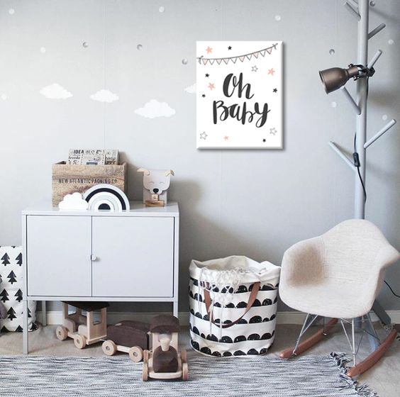 Modern vászonkép motívummal: GYEREKEKNEK, csillagok, gyermek motívum, világűr fehér-rózsaszín árnyalatokban, vidám hangulat, ünneplés, alkalmas a gyerekszoba számára – fő