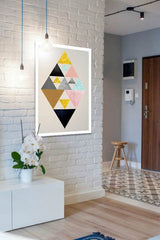 Boho stílusú vászonkép motívummal: Prediction, geometrikus minták, térkép, állat többszínű árnyalatokban felakasztva az enteriőrben előszoba számára | Fali kép Prediction – enteriőr
