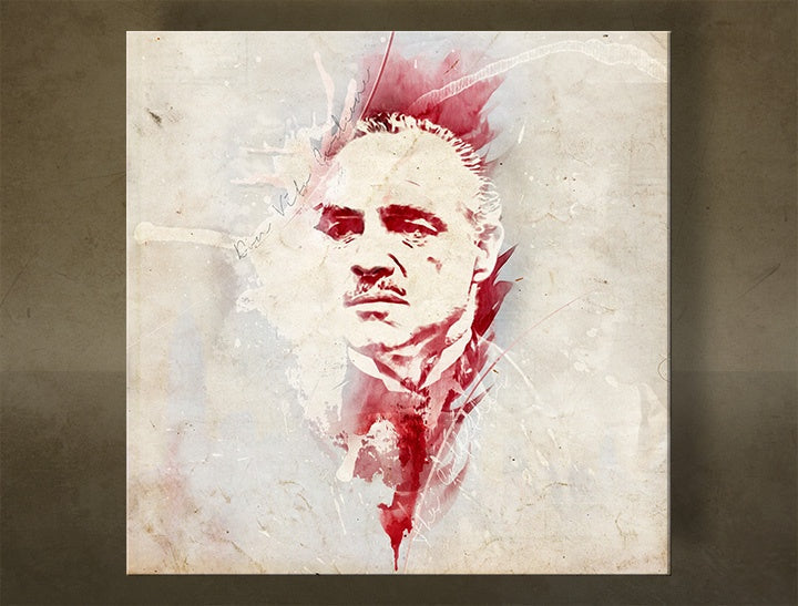 Modern vászonkép motívummal: Godfather Marlon Brando - AQUArt fehér-bézs árnyalatokban, intenzív hangulat, filmvilág és erő és hatalom – fő