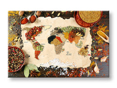 Ipari vászonkép motívummal: KORENIE, világtérkép, utazási motívum, térkép, természet többszínű árnyalatokban, alkalmas a konyha számára | Fali kép KORENIE_071-11 – fő
