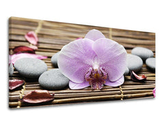 Klasszikus vászonkép motívummal: PANORÁMA FENG SHUI, orchidea, feng shui, táj, természet szürke árnyalatokban, nyugodt hangulat, alkalmas a nappali számára – fő