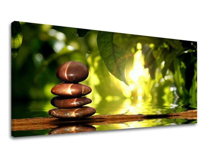 Klasszikus vászonkép motívummal: PANORÁMA FENG SHUI, feng shui, térkép barna-zöld árnyalatokban, nyugodt hangulat, belső béke és természet – fő