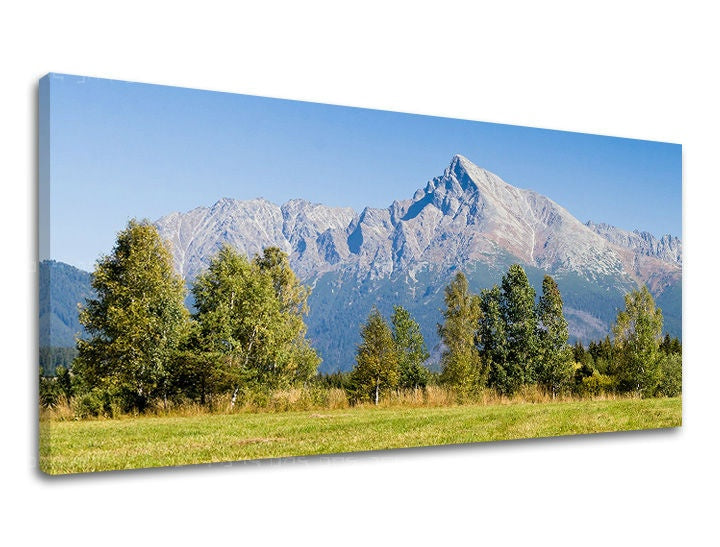 Boho stílusú kép motívummal: PANORÁMA SZLOVÁKIA, erdő, égbolt kék-szürke árnyalatokban | Fali kép PANORÁMA SZLOVÁKIA, természet és kaland – előnézet