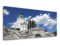 Klasszikus kép motívummal: PANORÁMA SZLOVÁKIA, templom, égbolt fehér-kék árnyalatokban | Fali kép PANORÁMA SZLOVÁKIA – előnézet