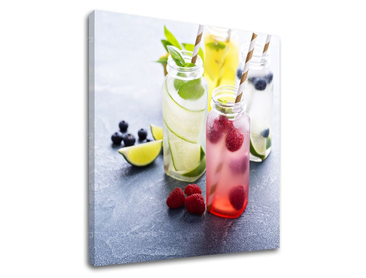 Boho stílusú kép motívummal: LETNÝ DRINK kék-zöld árnyalatokban | Fali kép LETNÝ DRINK_088-12 – előnézet